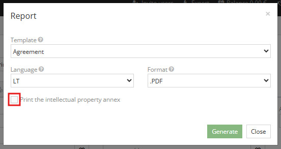 checkbox for intellectual property annex